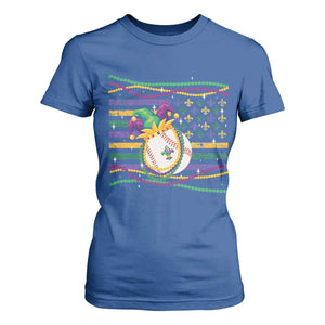 Mardi Gras Baseball Jester Hat Beads Flag T Shirt For Women TS09 Royal Blue Print Your Wear