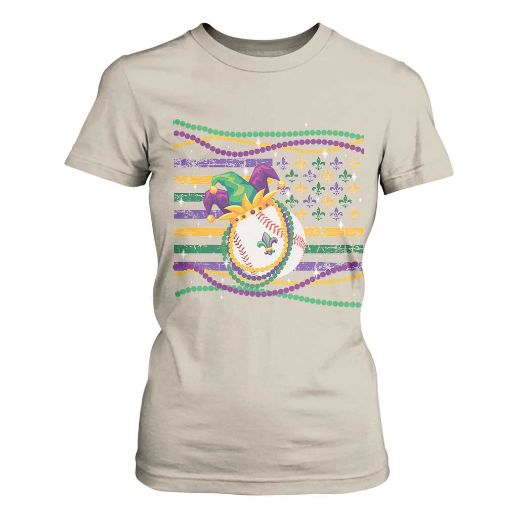 Mardi Gras Baseball Jester Hat Beads Flag T Shirt For Women TS09 Sand Print Your Wear