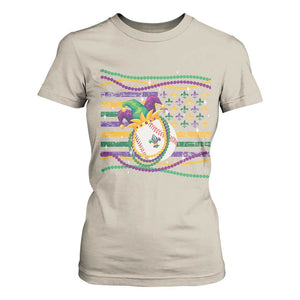 Mardi Gras Baseball Jester Hat Beads Flag T Shirt For Women TS09 Sand Print Your Wear