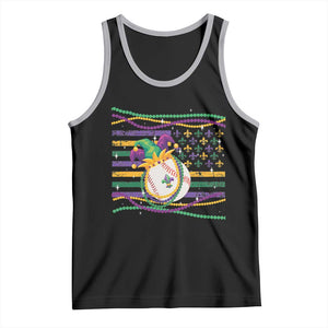 Mardi Gras Baseball Jester Hat Beads Flag Tank Top TS09 Black Athletic Heather Print Your Wear