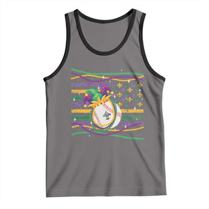 Mardi Gras Baseball Jester Hat Beads Flag Tank Top TS09 Deep Heather Black Print Your Wear