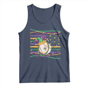 Mardi Gras Baseball Jester Hat Beads Flag Tank Top TS09 Navy Print Your Wear