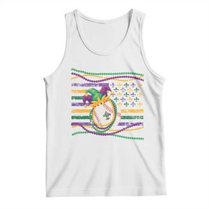 Mardi Gras Baseball Jester Hat Beads Flag Tank Top TS09 White Print Your Wear