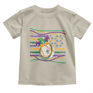 Mardi Gras Baseball Jester Hat Beads Flag Toddler T Shirt TS09 Sand Print Your Wear