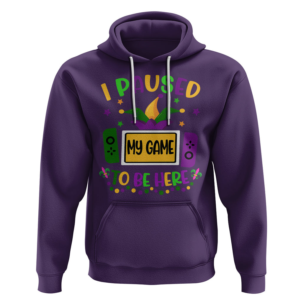 Mardi Gras Gamer Hoodie I Paused My Game To Be Here TS09 Purple Printyourwear