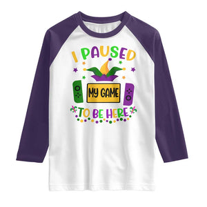 Mardi Gras Gamer Raglan Shirt I Paused My Game To Be Here TS09 White Purple Print Your Wear