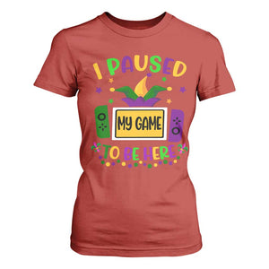 Mardi Gras Gamer T Shirt For Women I Paused My Game To Be Here TS09 Red Print Your Wear