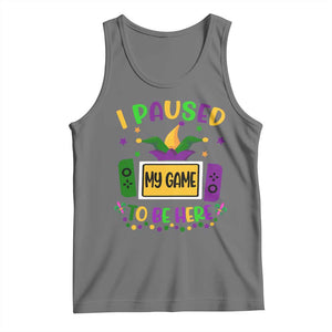 Mardi Gras Gamer Tank Top I Paused My Game To Be Here TS09 Black Heather Print Your Wear