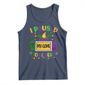 Mardi Gras Gamer Tank Top I Paused My Game To Be Here TS09 Navy Print Your Wear