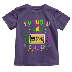 Mardi Gras Gamer Toddler T Shirt I Paused My Game To Be Here TS09 Purple Print Your Wear