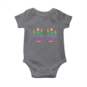 Mardi Gras Baby Onesie Jester Skeleton Rock Hand Fat Tuesday Festival TS09 Charcoal Print Your Wear