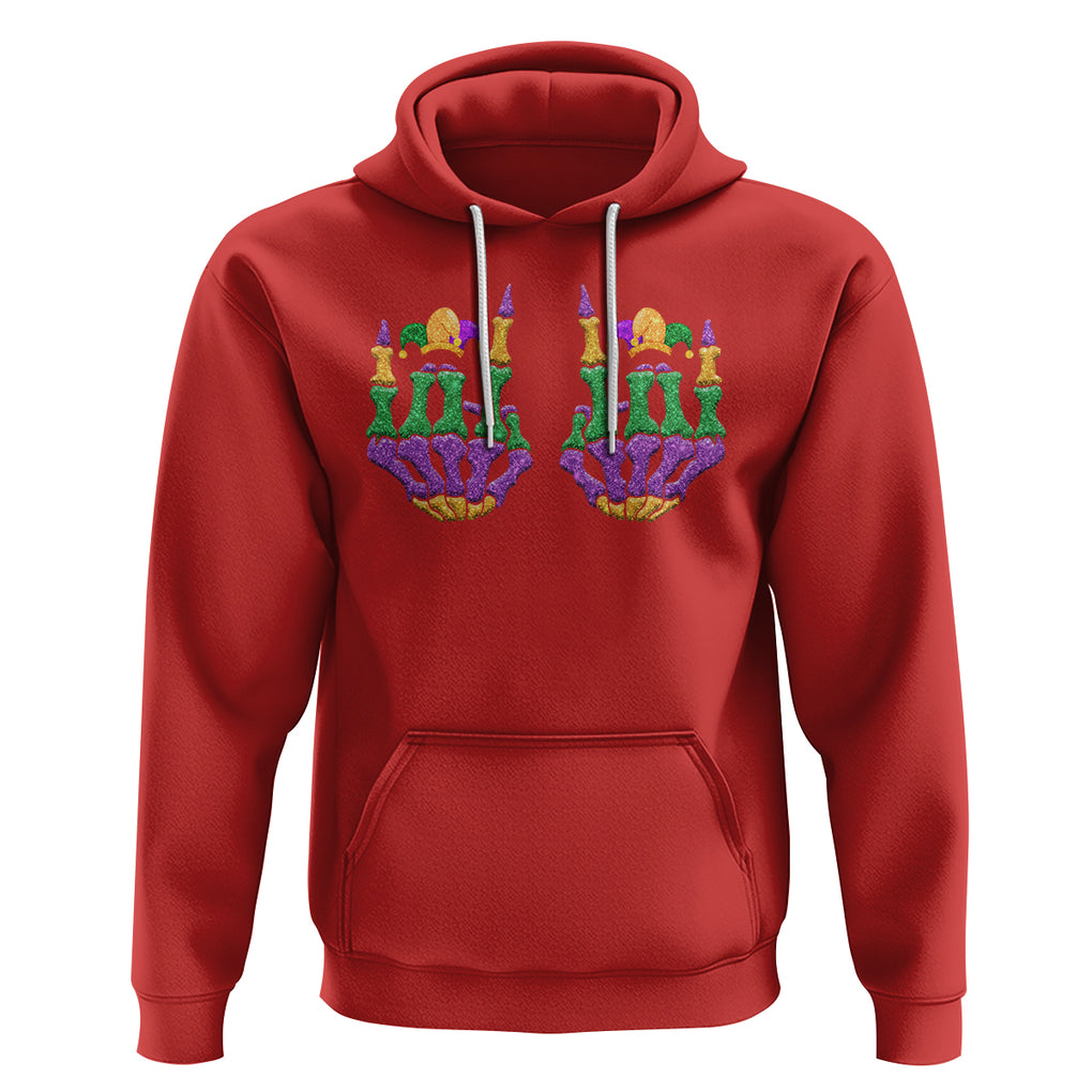 Mardi Gras Hoodie Jester Skeleton Rock Hand Fat Tuesday Festival TS09 Red Printyourwear