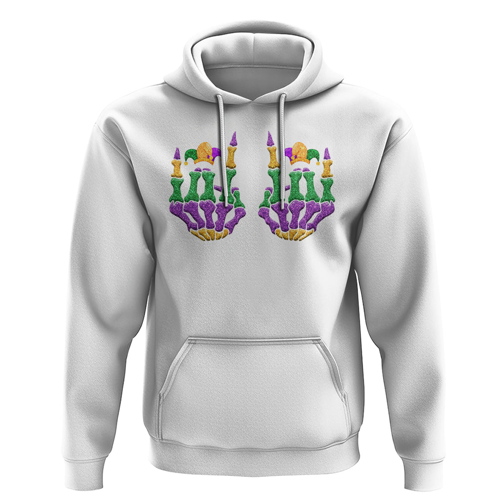 Mardi Gras Hoodie Jester Skeleton Rock Hand Fat Tuesday Festival TS09 White Printyourwear