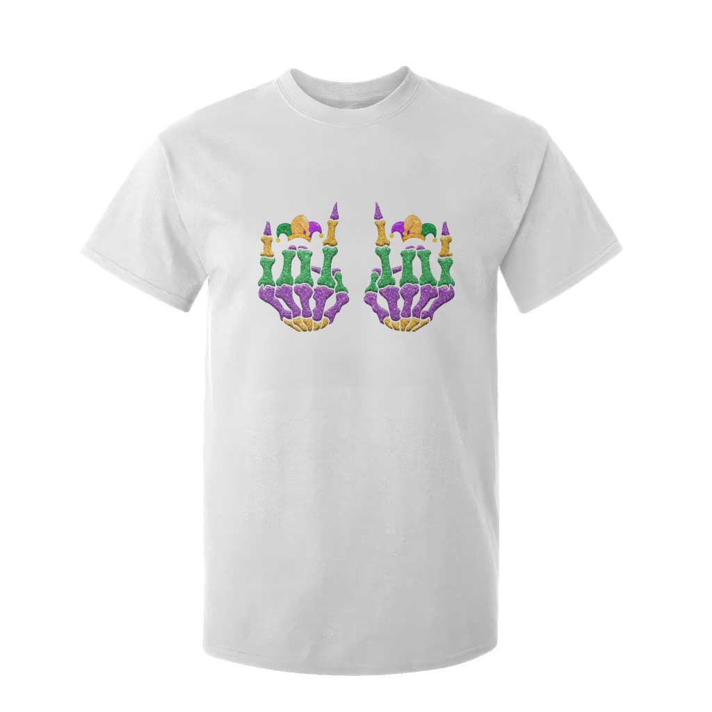 Mardi Gras T Shirt For Kid Jester Skeleton Rock Hand Fat Tuesday Festival TS09 White Print Your Wear