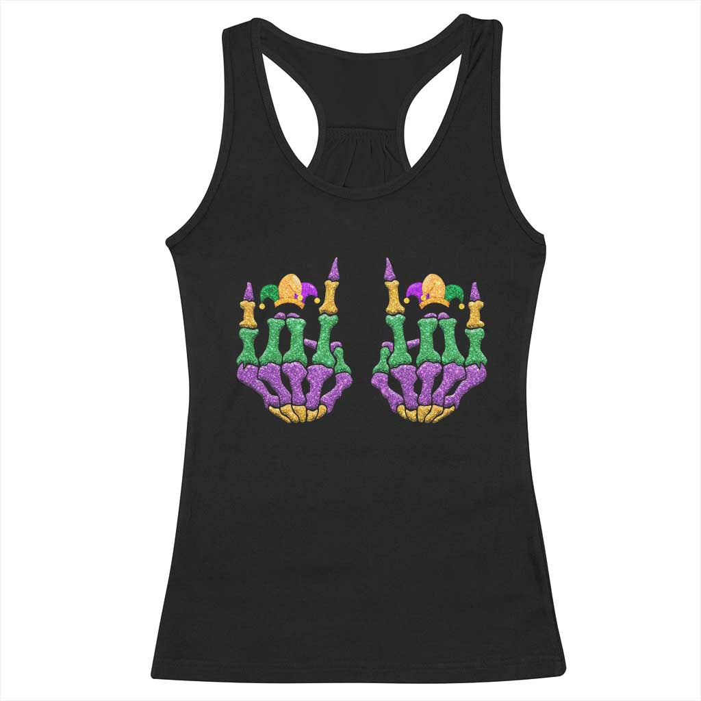 Mardi Gras Racerback Tank Top Jester Skeleton Rock Hand Fat Tuesday Festival TS09 Black Print Your Wear