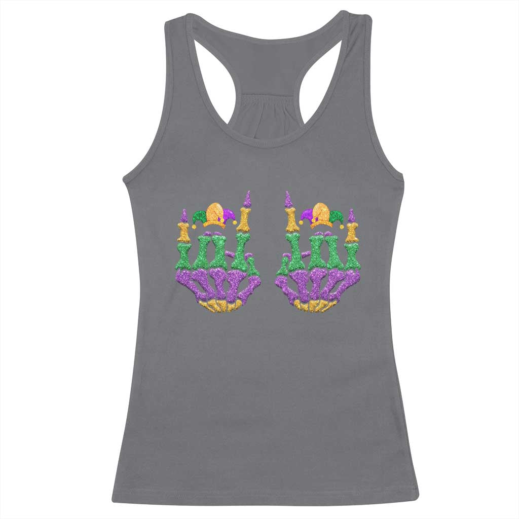 Mardi Gras Racerback Tank Top Jester Skeleton Rock Hand Fat Tuesday Festival TS09 Charcoal Print Your Wear