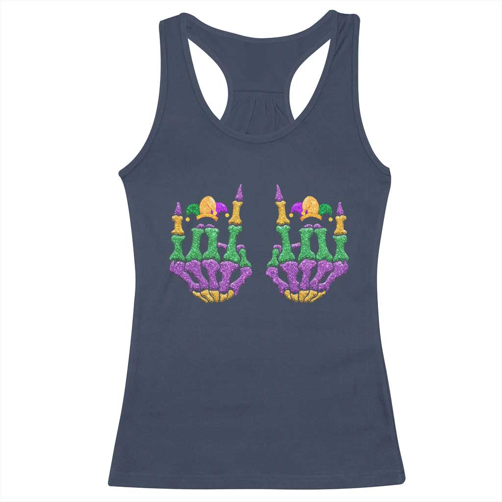 Mardi Gras Racerback Tank Top Jester Skeleton Rock Hand Fat Tuesday Festival TS09 Navy Print Your Wear