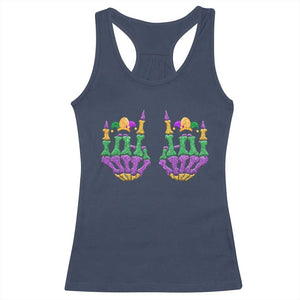 Mardi Gras Racerback Tank Top Jester Skeleton Rock Hand Fat Tuesday Festival TS09 Navy Print Your Wear