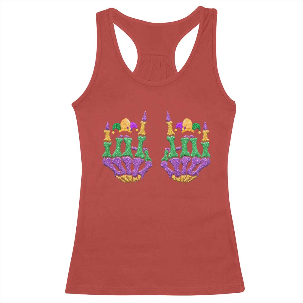 Mardi Gras Racerback Tank Top Jester Skeleton Rock Hand Fat Tuesday Festival TS09 Red Print Your Wear