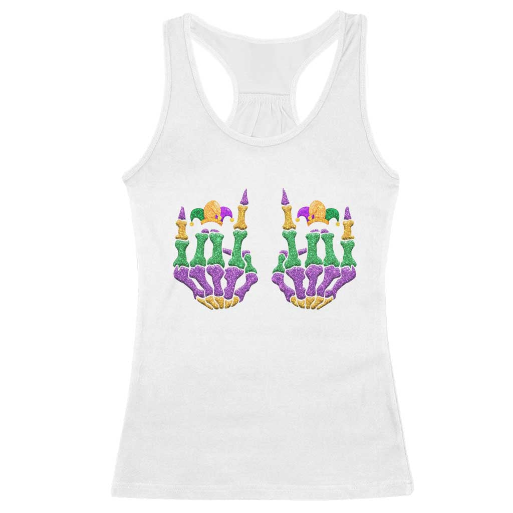 Mardi Gras Racerback Tank Top Jester Skeleton Rock Hand Fat Tuesday Festival TS09 White Print Your Wear