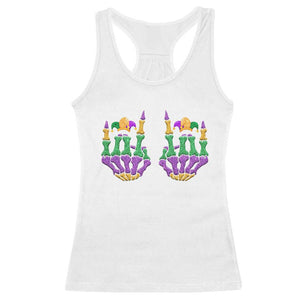 Mardi Gras Racerback Tank Top Jester Skeleton Rock Hand Fat Tuesday Festival TS09 White Print Your Wear