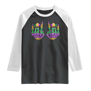 Mardi Gras Raglan Shirt Jester Skeleton Rock Hand Fat Tuesday Festival TS09 Black White Print Your Wear
