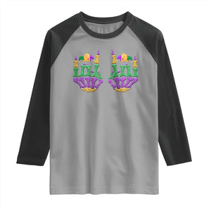 Mardi Gras Raglan Shirt Jester Skeleton Rock Hand Fat Tuesday Festival TS09 Sport Gray Black Print Your Wear