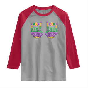 Mardi Gras Raglan Shirt Jester Skeleton Rock Hand Fat Tuesday Festival TS09 Sport Gray Red Print Your Wear