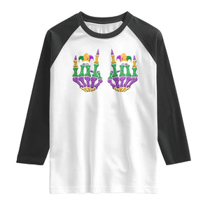 Mardi Gras Raglan Shirt Jester Skeleton Rock Hand Fat Tuesday Festival TS09 White Black Print Your Wear