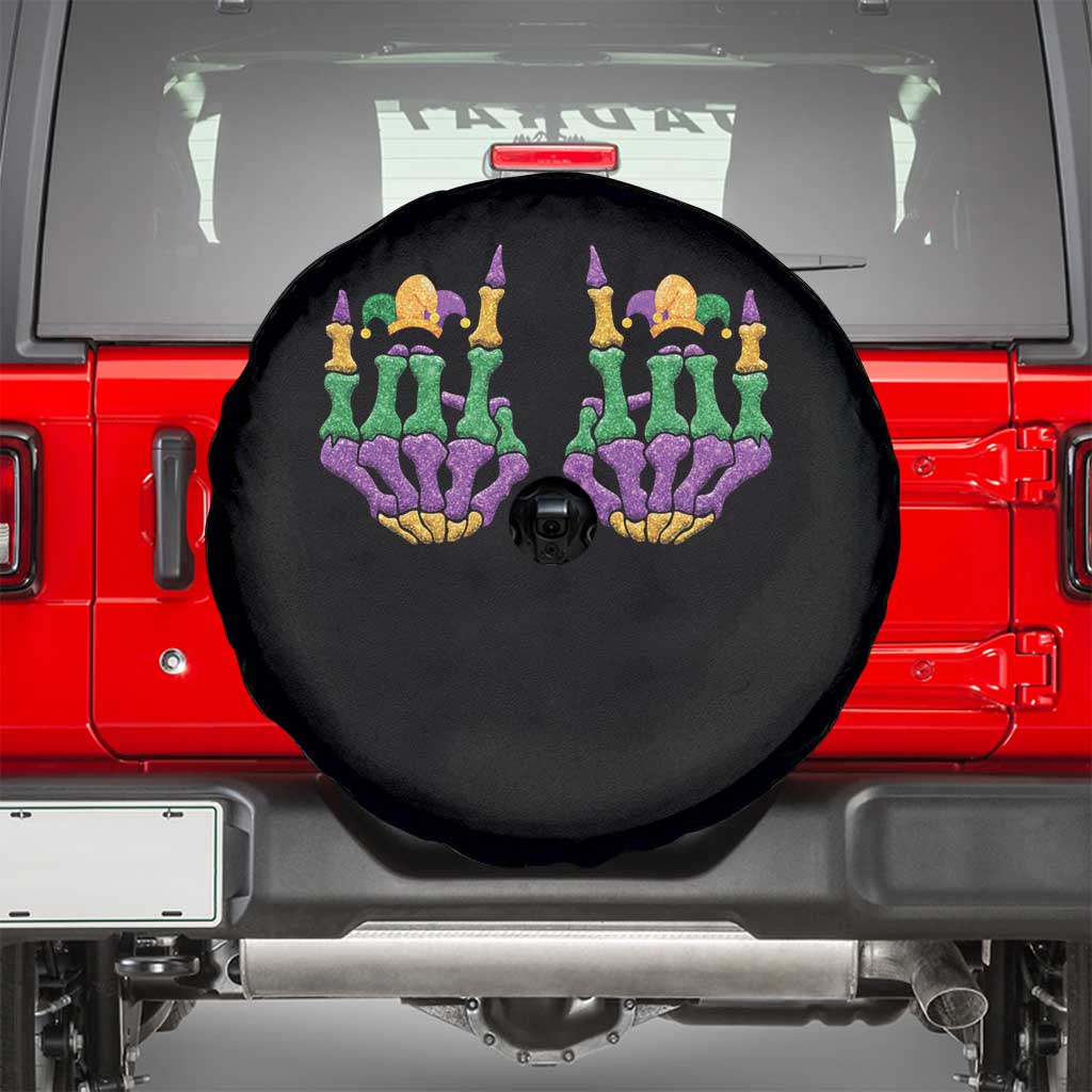 Mardi Gras Spare Tire Cover Jester Skeleton Rock Hand Fat Tuesday Festival TS09 Black Print Your Wear