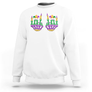Mardi Gras Sweatshirt Jester Skeleton Rock Hand Fat Tuesday Festival TS09 White Printyourwear