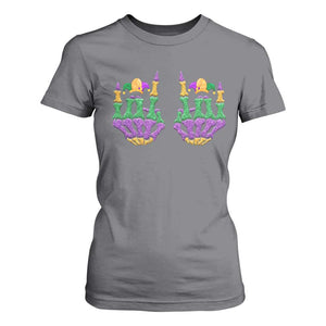 Mardi Gras T Shirt For Women Jester Skeleton Rock Hand Fat Tuesday Festival TS09 Charcoal Print Your Wear