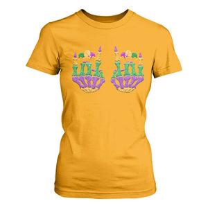Mardi Gras T Shirt For Women Jester Skeleton Rock Hand Fat Tuesday Festival TS09 Gold Print Your Wear