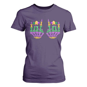 Mardi Gras T Shirt For Women Jester Skeleton Rock Hand Fat Tuesday Festival TS09 Purple Print Your Wear