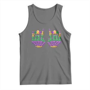 Mardi Gras Tank Top Jester Skeleton Rock Hand Fat Tuesday Festival TS09 Black Heather Print Your Wear