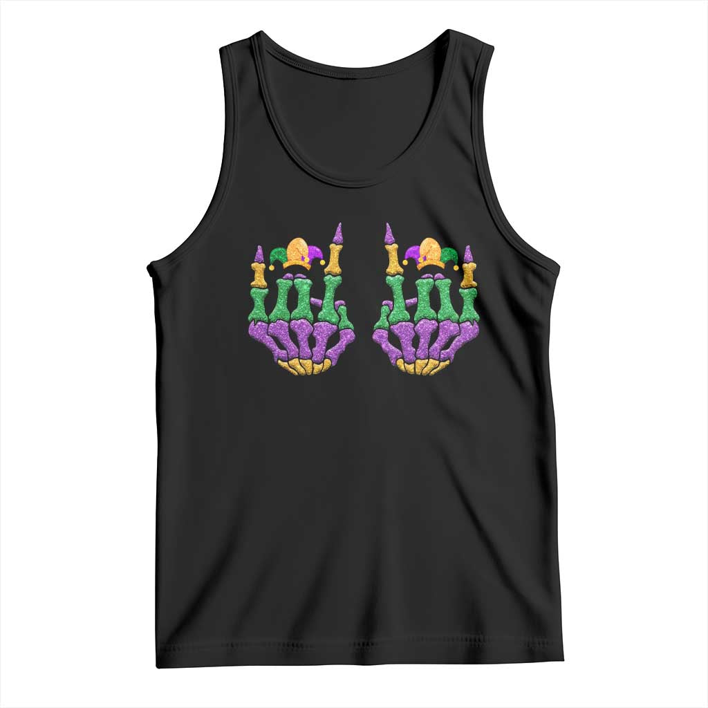 Mardi Gras Tank Top Jester Skeleton Rock Hand Fat Tuesday Festival TS09 Black Print Your Wear