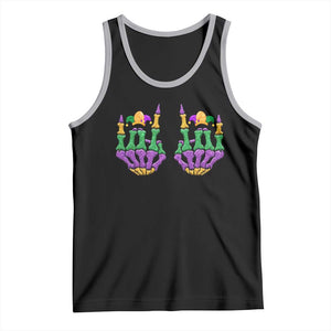 Mardi Gras Tank Top Jester Skeleton Rock Hand Fat Tuesday Festival TS09 Black Athletic Heather Print Your Wear