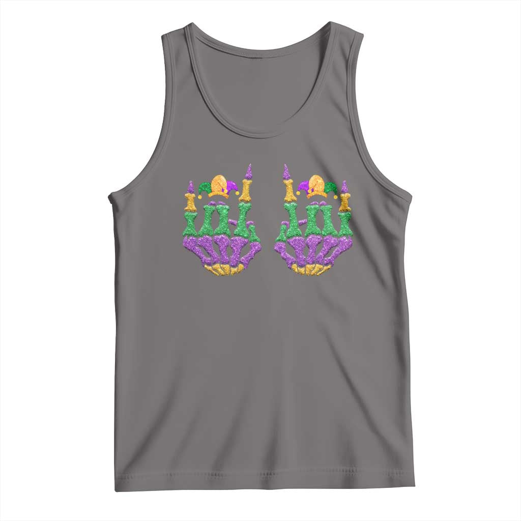 Mardi Gras Tank Top Jester Skeleton Rock Hand Fat Tuesday Festival TS09 Deep Heather Print Your Wear