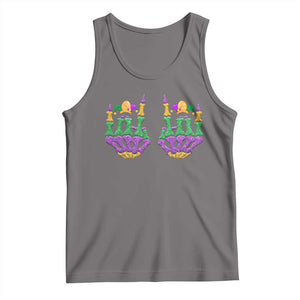 Mardi Gras Tank Top Jester Skeleton Rock Hand Fat Tuesday Festival TS09 Deep Heather Print Your Wear