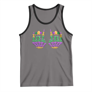 Mardi Gras Tank Top Jester Skeleton Rock Hand Fat Tuesday Festival TS09 Deep Heather Black Print Your Wear