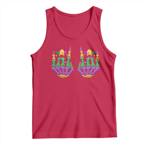 Mardi Gras Tank Top Jester Skeleton Rock Hand Fat Tuesday Festival TS09 Red Print Your Wear