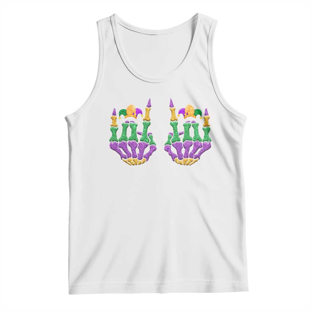 Mardi Gras Tank Top Jester Skeleton Rock Hand Fat Tuesday Festival TS09 White Print Your Wear