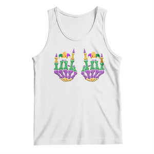 Mardi Gras Tank Top Jester Skeleton Rock Hand Fat Tuesday Festival TS09 White Print Your Wear
