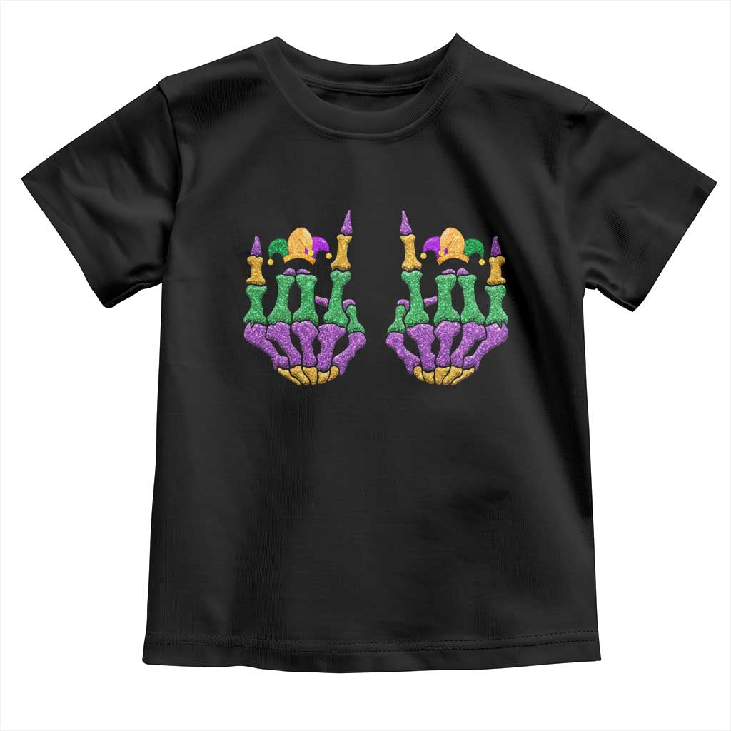 Mardi Gras Toddler T Shirt Jester Skeleton Rock Hand Fat Tuesday Festival TS09 Black Print Your Wear