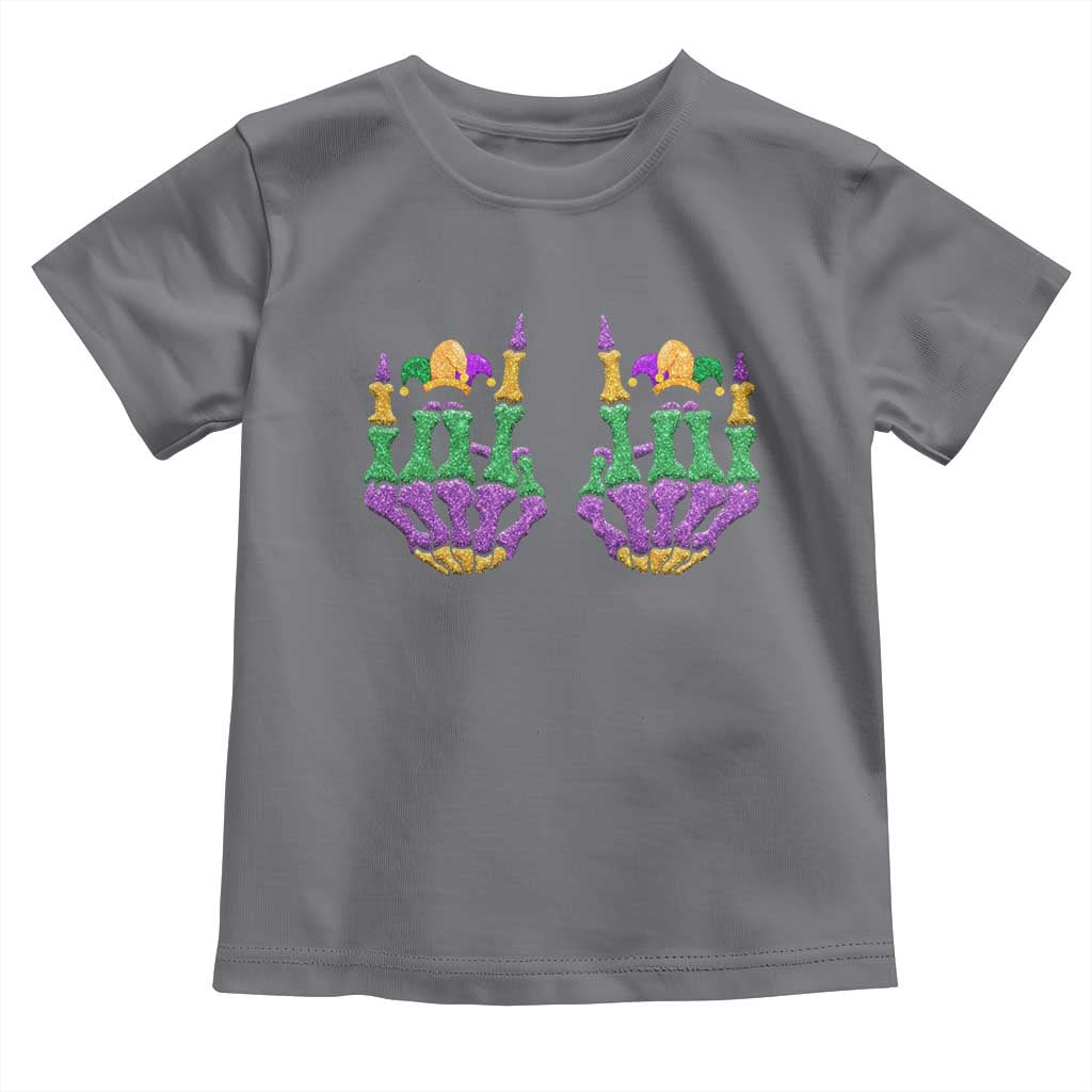 Mardi Gras Toddler T Shirt Jester Skeleton Rock Hand Fat Tuesday Festival TS09 Charcoal Print Your Wear