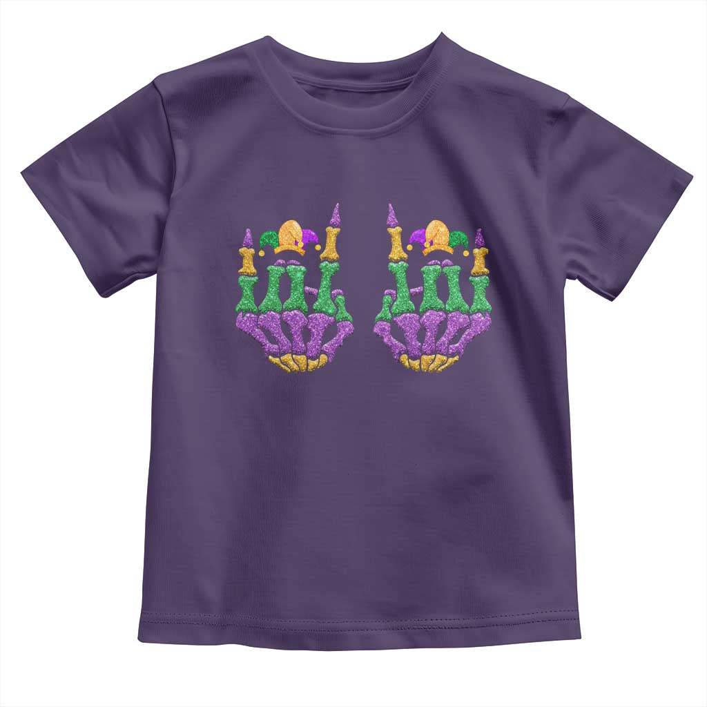 Mardi Gras Toddler T Shirt Jester Skeleton Rock Hand Fat Tuesday Festival TS09 Purple Print Your Wear