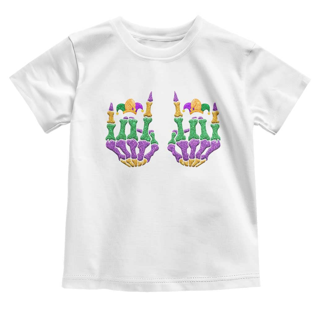 Mardi Gras Toddler T Shirt Jester Skeleton Rock Hand Fat Tuesday Festival TS09 White Print Your Wear