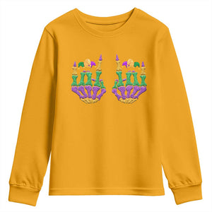 Mardi Gras Youth Sweatshirt Jester Skeleton Rock Hand Fat Tuesday Festival TS09 Gold Print Your Wear