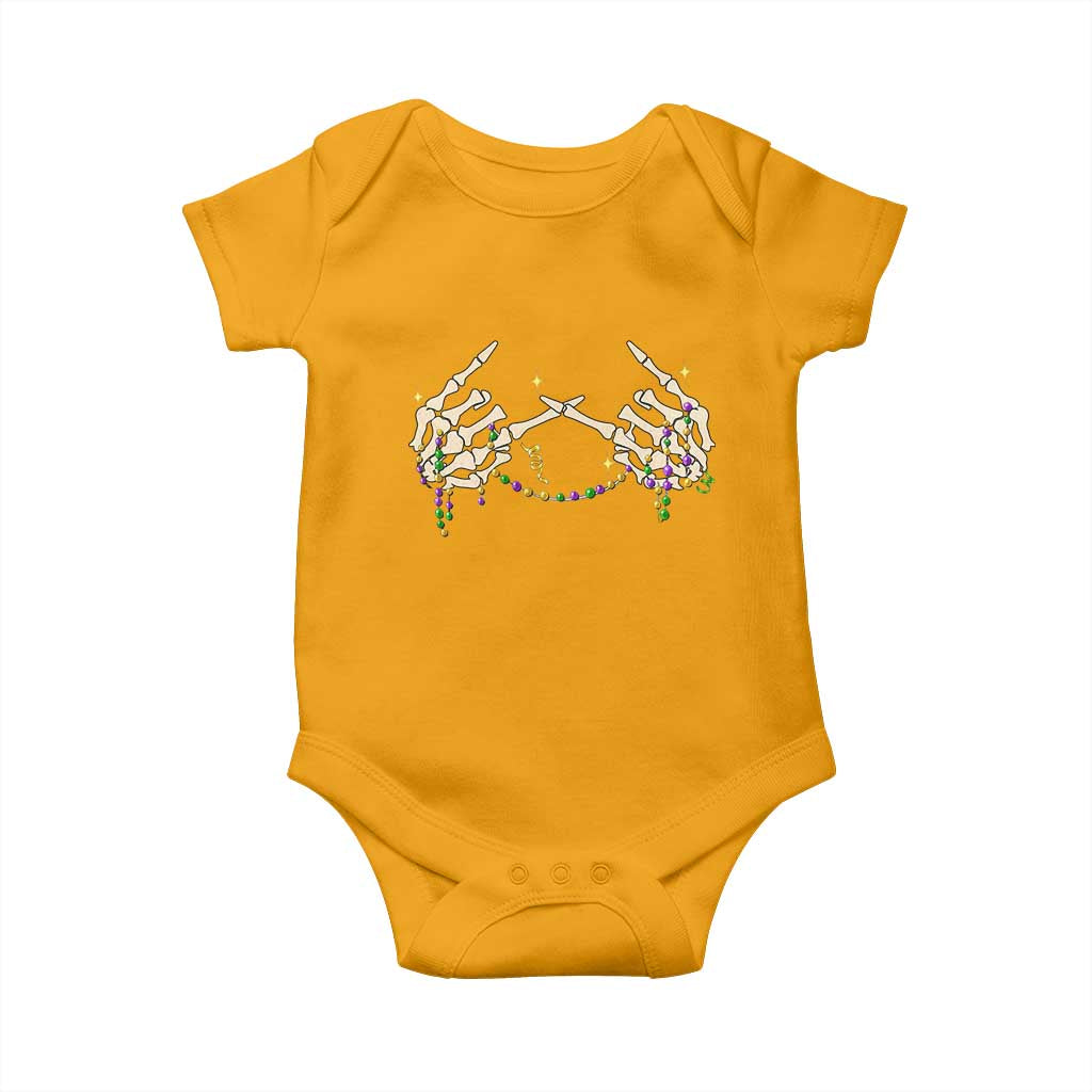 Mardi Gras Baby Onesie Skeleton Rock Hand Beads Fat Tuesday Festival TS09 Gold Print Your Wear