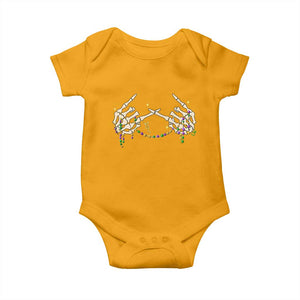 Mardi Gras Baby Onesie Skeleton Rock Hand Beads Fat Tuesday Festival TS09 Gold Print Your Wear